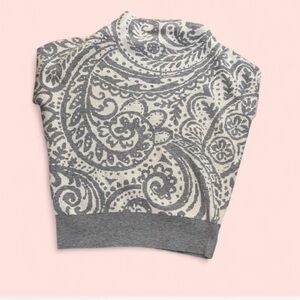 Cynthia Rowley Gray Paisley Sweater Sz sm